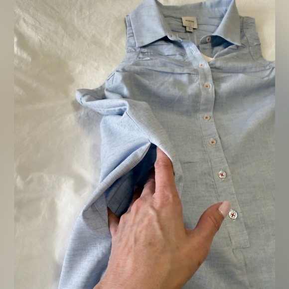 Maeve | SZ Large | Blue Short Romper Sleeveless Button Front Playsuit | NWT - Picture 8 of 13